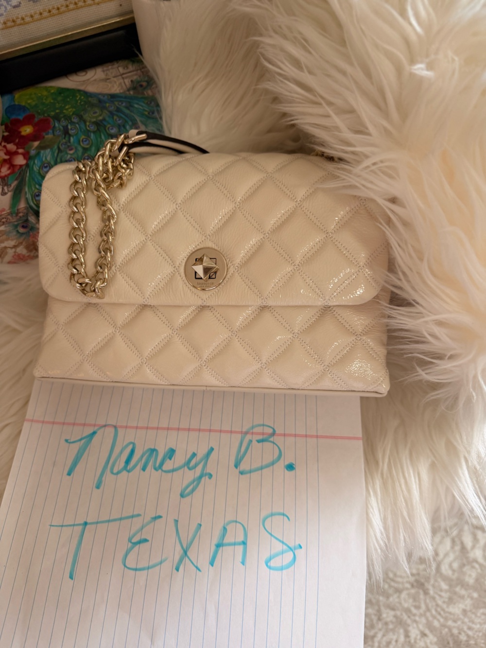 Kate Spade White Quilted Chain Shoulder Bag New Without Tags
